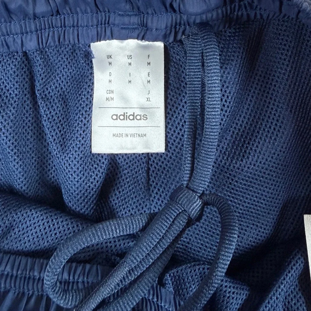 Adidas Mens Medium Blue 3-Stripe Mesh Lined Windbreaker Track Pants Zip Cuff